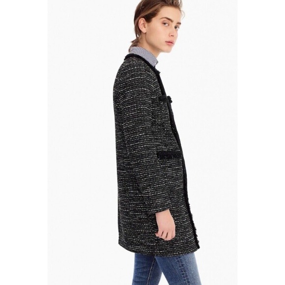 NWT NEW J.CREW TWEED BLACK LONG JACKET COAT 6 SOLD OUT! - Picture 5 of 14